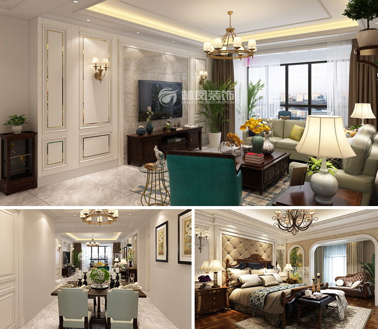 融創(chuàng)城 135平美式風(fēng)格裝修效果圖