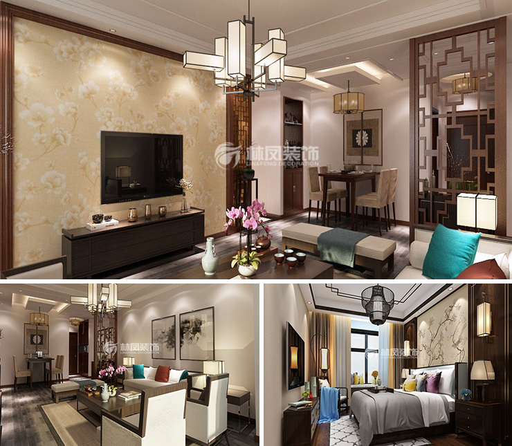 陽(yáng)光100國(guó)際新城156平新中式風(fēng)格裝修效果圖