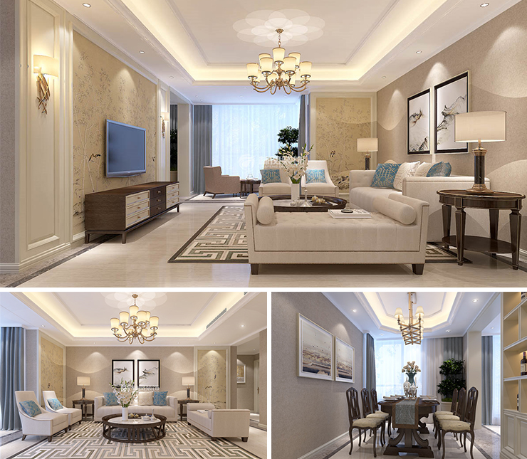 萬科翡翠新都會156平歐式風格裝修效果圖