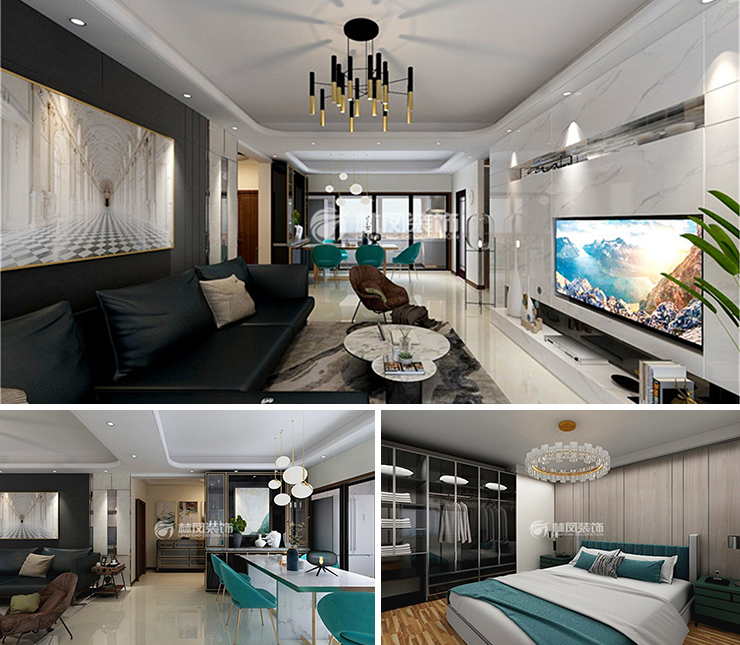 萬科翡翠新都會170平新中式風格裝修效果圖