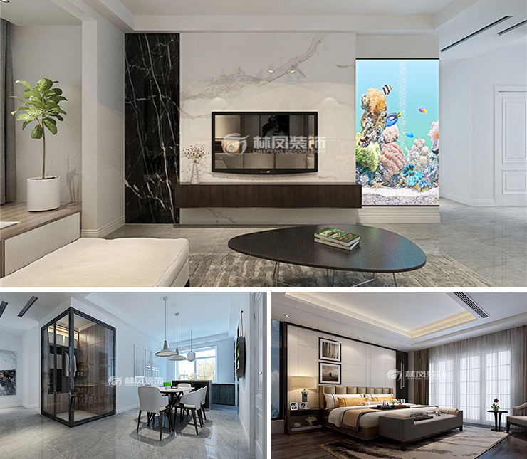 億博隆河谷130平港式風(fēng)格裝修效果圖