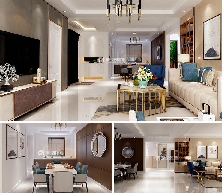 華潤置地八號院112平輕奢風格裝修效果圖