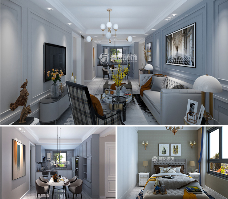 融創(chuàng)臻園140平美式風格裝修效果圖