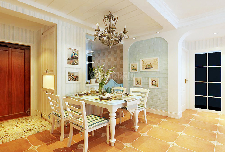 美式風(fēng)格餐廳背景墻拱形設(shè)計(jì)裝修效果圖