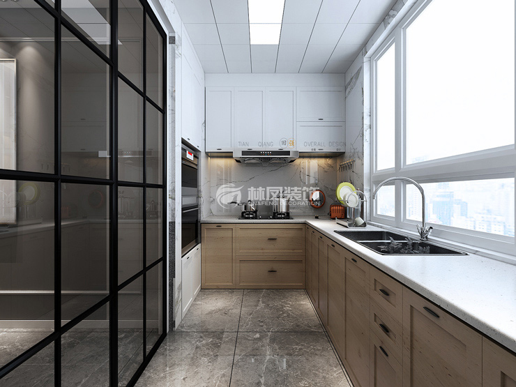 北歐風格廚房推拉門設計裝修效果圖