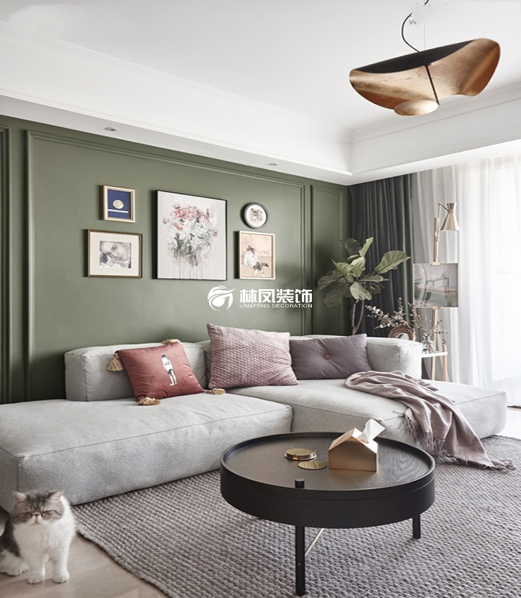 美式風(fēng)格客廳石膏線(xiàn)+墻漆設(shè)計(jì)裝修效果圖