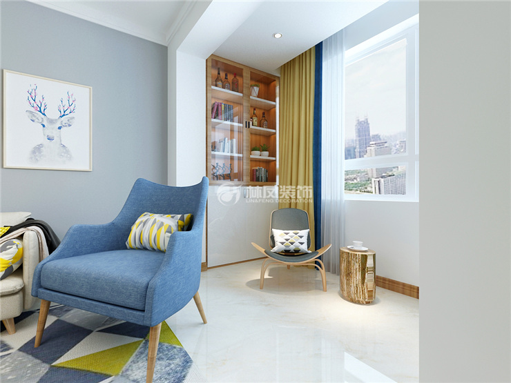 北歐風格陽臺鋪貼地磚裝修效果圖