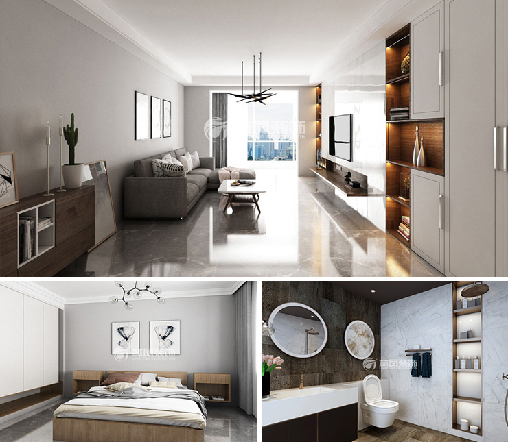 萬(wàn)達(dá)公園ONE 120平 現(xiàn)代簡(jiǎn)約風(fēng)格裝修效果圖